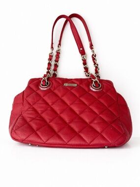 Kate Spade Red Quilted Leather Shoulder Bag Gold Chain Strap Satchel